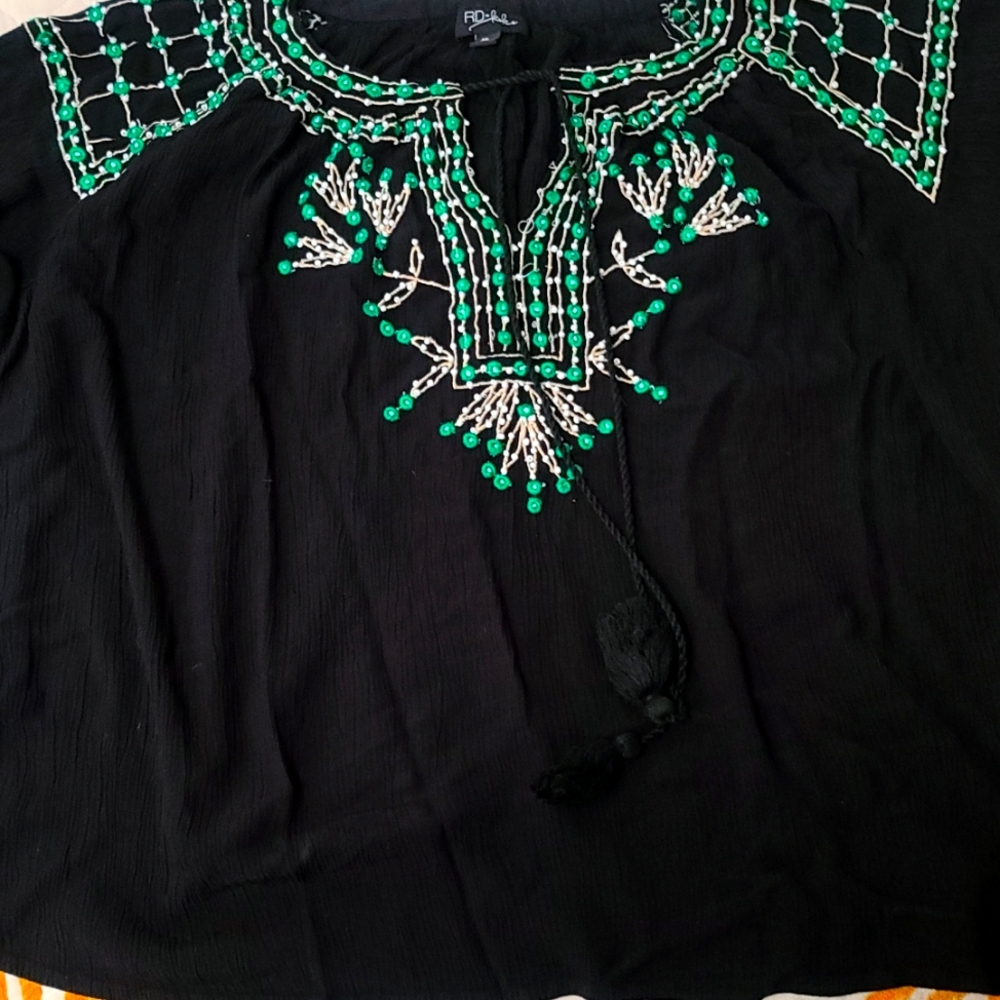 Embroidered Peasant Top